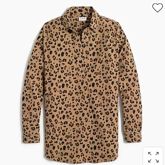 J. Crew Factory Leopard Print Popover Top - Picture 1 of 5